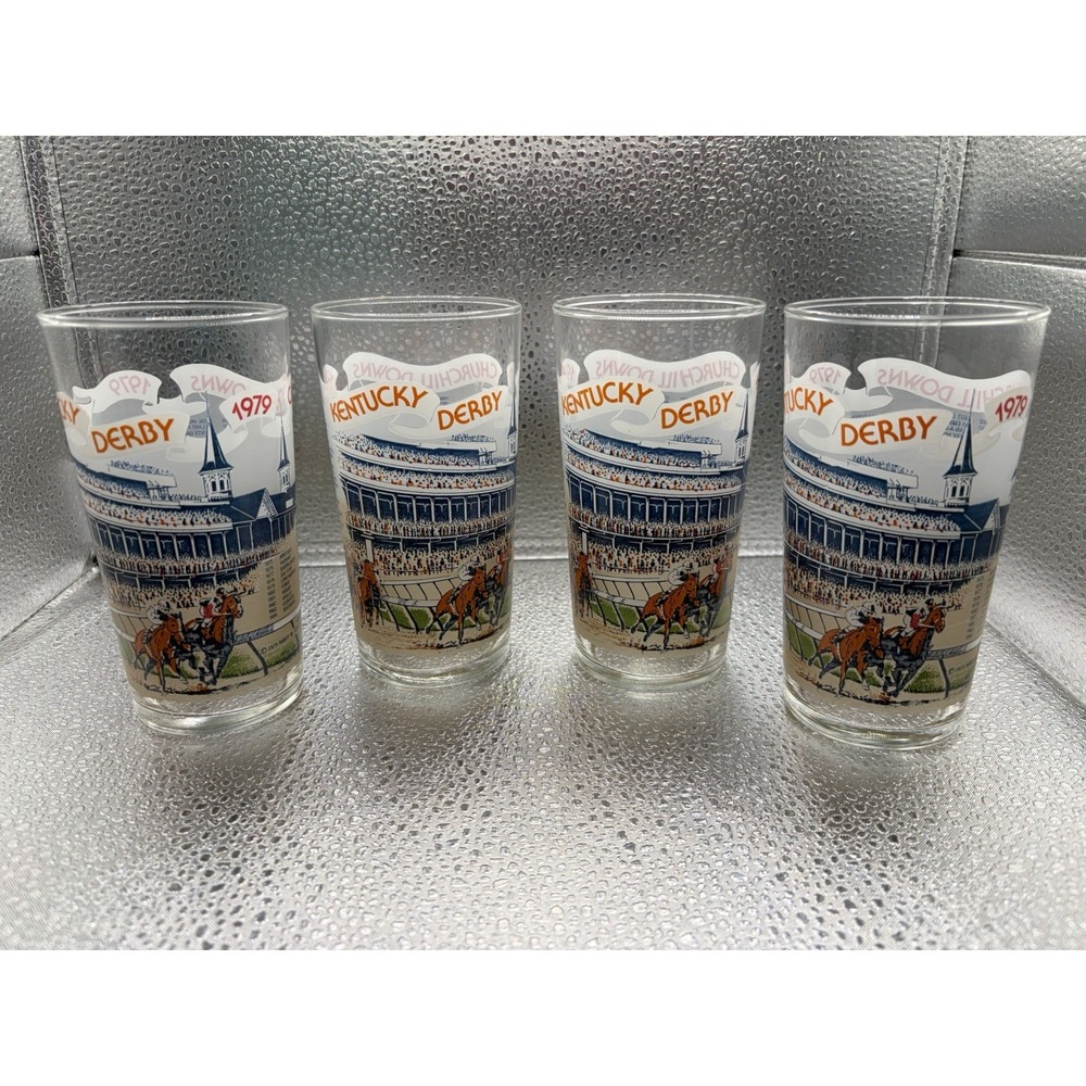 4 (Four) 1979 Kentucky Derby Glasses Mint Julep Official Glasses Vintage